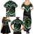 Koru Pounamu Aotearoa Family Matching Summer Maxi Dress and Hawaiian Shirt Maori Paua Shell Mix Silver Fern