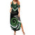 Koru Pounamu Aotearoa Family Matching Summer Maxi Dress and Hawaiian Shirt Maori Paua Shell Mix Silver Fern