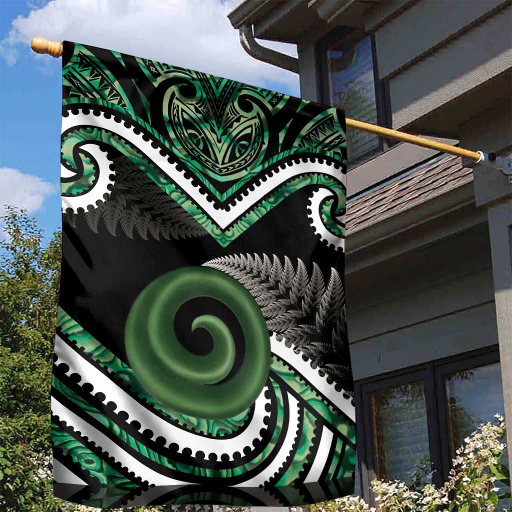 Koru Pounamu Aotearoa Garden Flag Maori Paua Shell Mix Silver Fern LT14 - Polynesian Pride