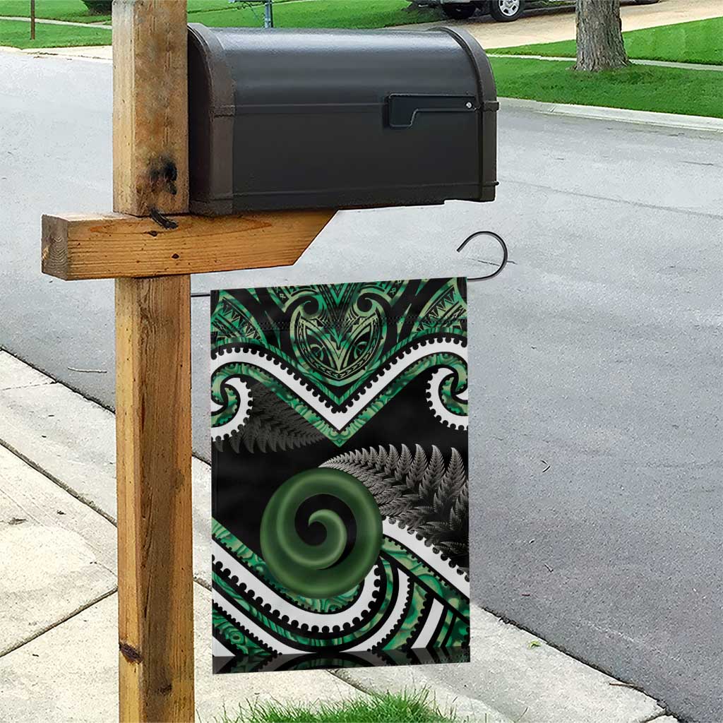 Koru Pounamu Aotearoa Garden Flag Maori Paua Shell Mix Silver Fern LT14 - Polynesian Pride