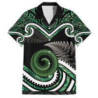 Koru Pounamu Aotearoa Hawaiian Shirt Maori Paua Shell Mix Silver Fern LT14 Black - Polynesian Pride