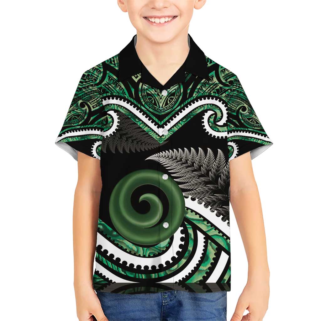 Koru Pounamu Aotearoa Hawaiian Shirt Maori Paua Shell Mix Silver Fern LT14 - Polynesian Pride