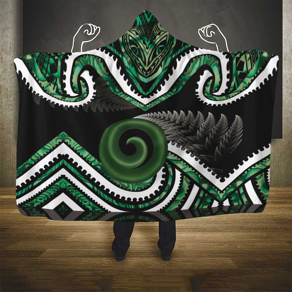 Koru Pounamu Aotearoa Hooded Blanket Maori Paua Shell Mix Silver Fern LT14 - Polynesian Pride
