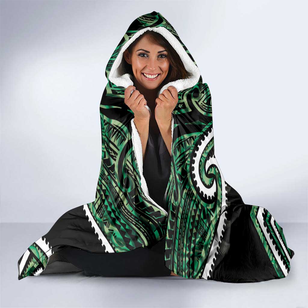 Koru Pounamu Aotearoa Hooded Blanket Maori Paua Shell Mix Silver Fern LT14 - Polynesian Pride
