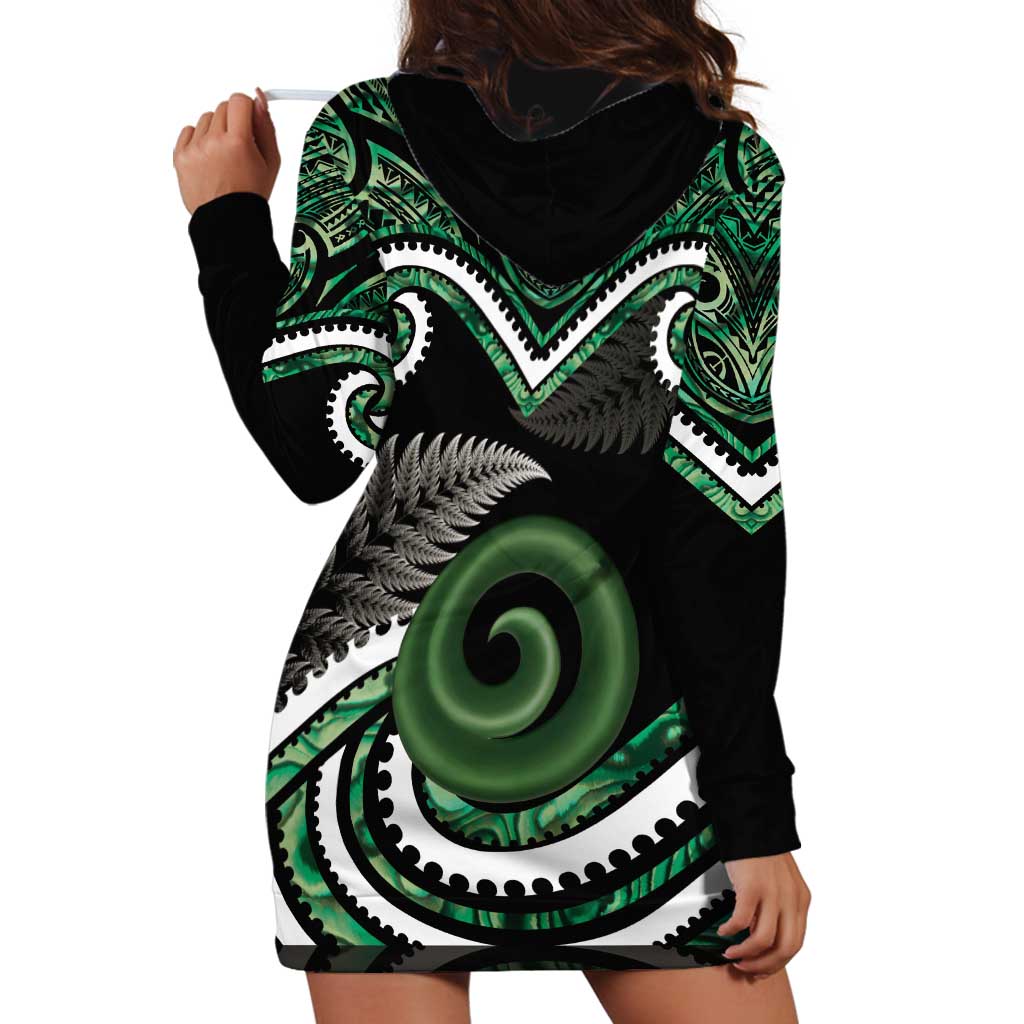 Koru Pounamu Aotearoa Hoodie Dress Maori Paua Shell Mix Silver Fern LT14 - Polynesian Pride