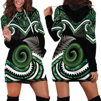 Koru Pounamu Aotearoa Hoodie Dress Maori Paua Shell Mix Silver Fern LT14 - Polynesian Pride