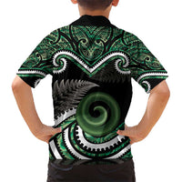 Koru Pounamu Aotearoa Kid Hawaiian Shirt Maori Paua Shell Mix Silver Fern