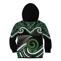 Koru Pounamu Aotearoa Kid Hoodie Maori Paua Shell Mix Silver Fern