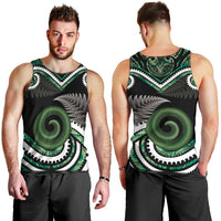 Koru Pounamu Aotearoa Men Tank Top Maori Paua Shell Mix Silver Fern LT14 - Polynesian Pride