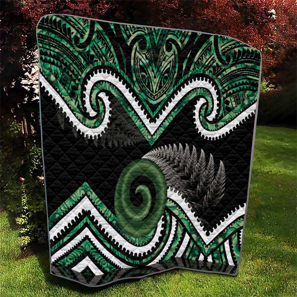 Koru Pounamu Aotearoa Quilt Maori Paua Shell Mix Silver Fern