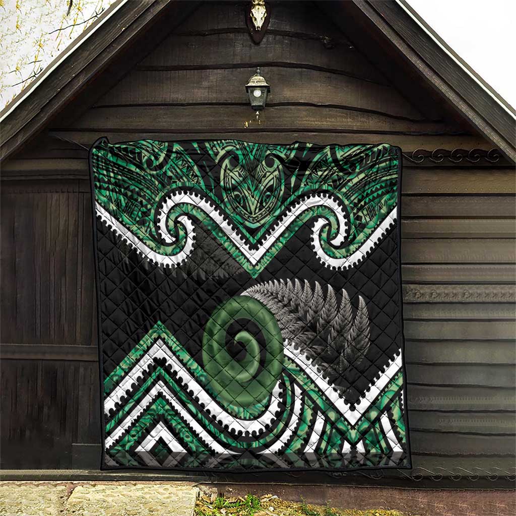 Koru Pounamu Aotearoa Quilt Maori Paua Shell Mix Silver Fern