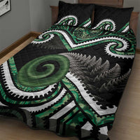 Koru Pounamu Aotearoa Quilt Bed Set Maori Paua Shell Mix Silver Fern LT14 - Polynesian Pride
