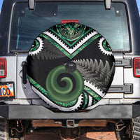 Koru Pounamu Aotearoa Spare Tire Cover Maori Paua Shell Mix Silver Fern LT14 Black - Polynesian Pride
