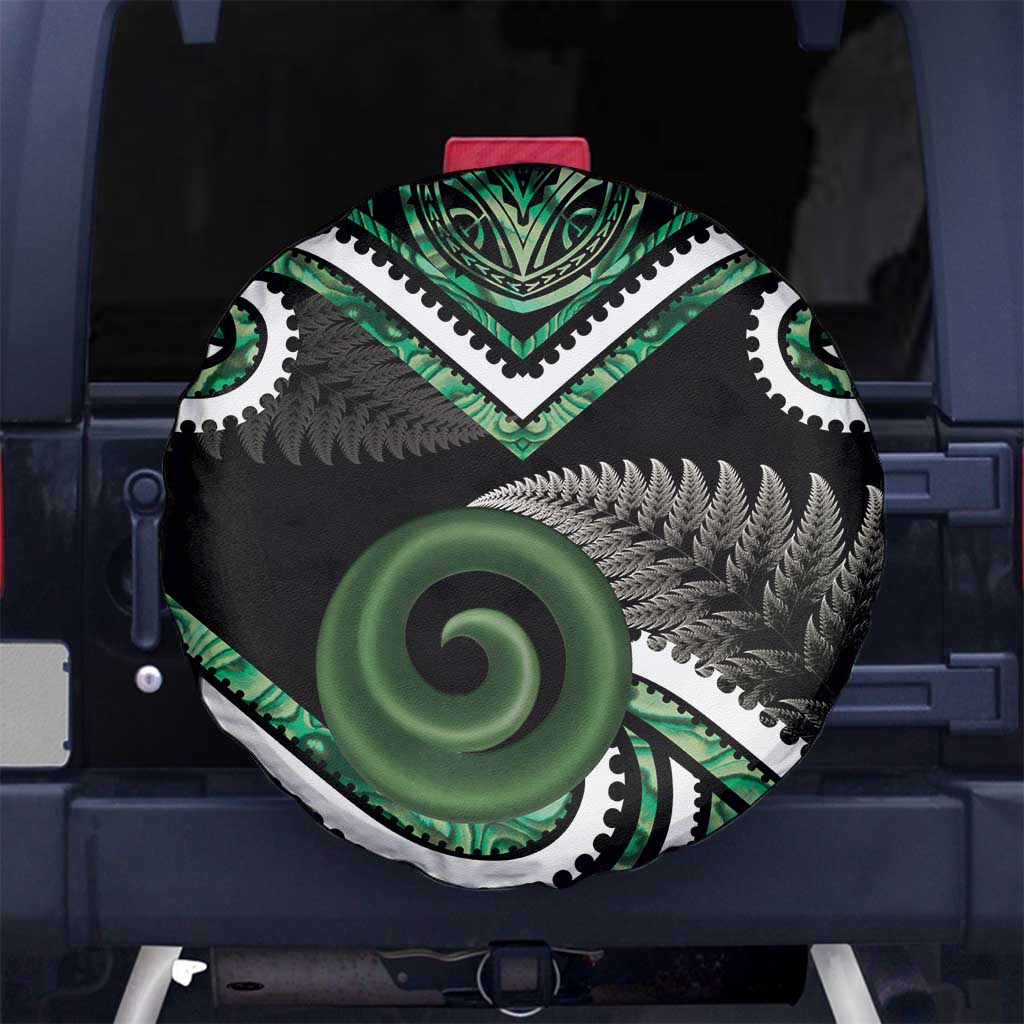 Koru Pounamu Aotearoa Spare Tire Cover Maori Paua Shell Mix Silver Fern LT14 - Polynesian Pride