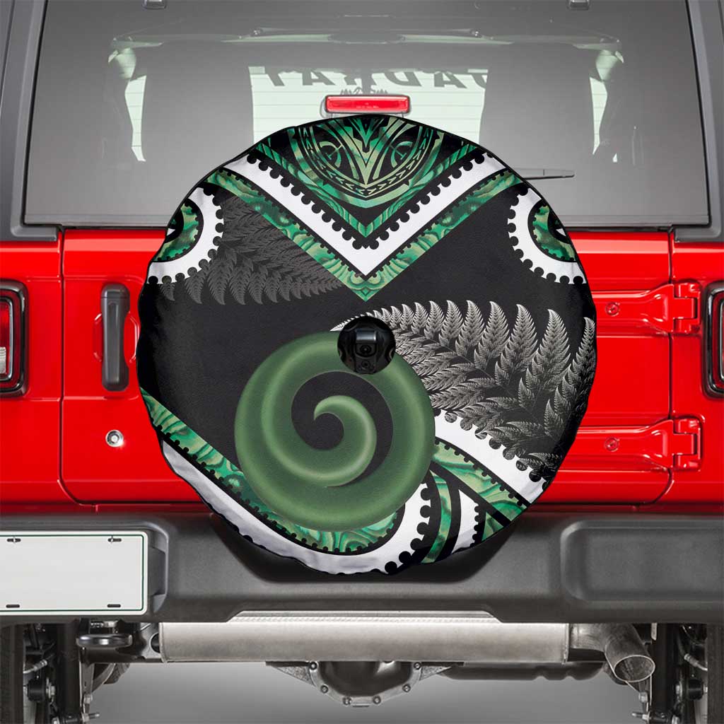 Koru Pounamu Aotearoa Spare Tire Cover Maori Paua Shell Mix Silver Fern LT14 - Polynesian Pride