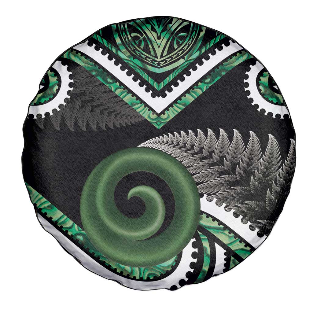Koru Pounamu Aotearoa Spare Tire Cover Maori Paua Shell Mix Silver Fern LT14 - Polynesian Pride