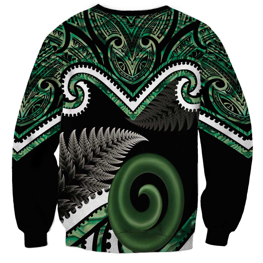 Koru Pounamu Aotearoa Sweatshirt Maori Paua Shell Mix Silver Fern LT14 - Polynesian Pride