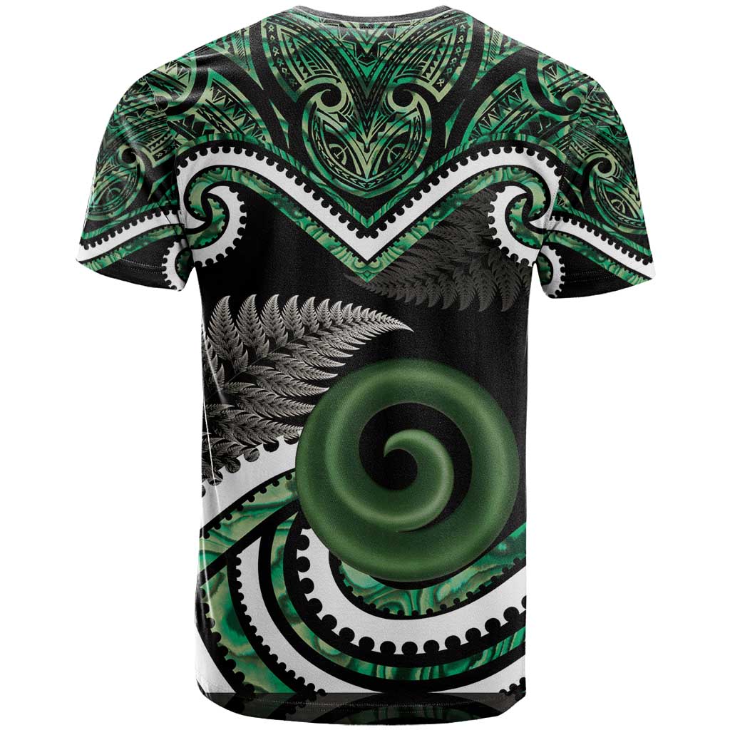 Koru Pounamu Aotearoa T Shirt Maori Paua Shell Mix Silver Fern LT14 - Polynesian Pride