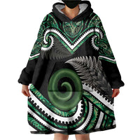 Koru Pounamu Aotearoa Wearable Blanket Hoodie Maori Paua Shell Mix Silver Fern LT14 - Polynesian Pride