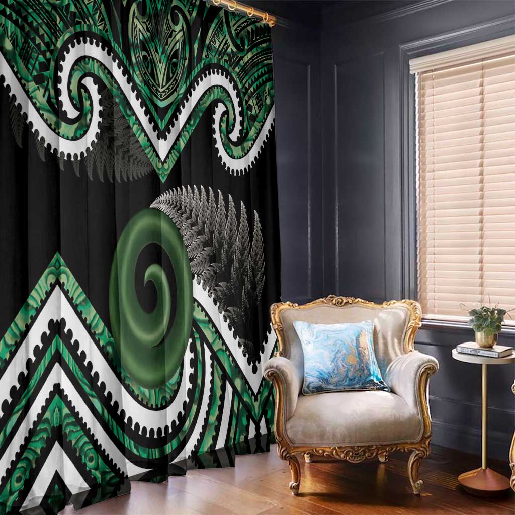Koru Pounamu Aotearoa Window Curtain Maori Paua Shell Mix Silver Fern LT14 - Polynesian Pride