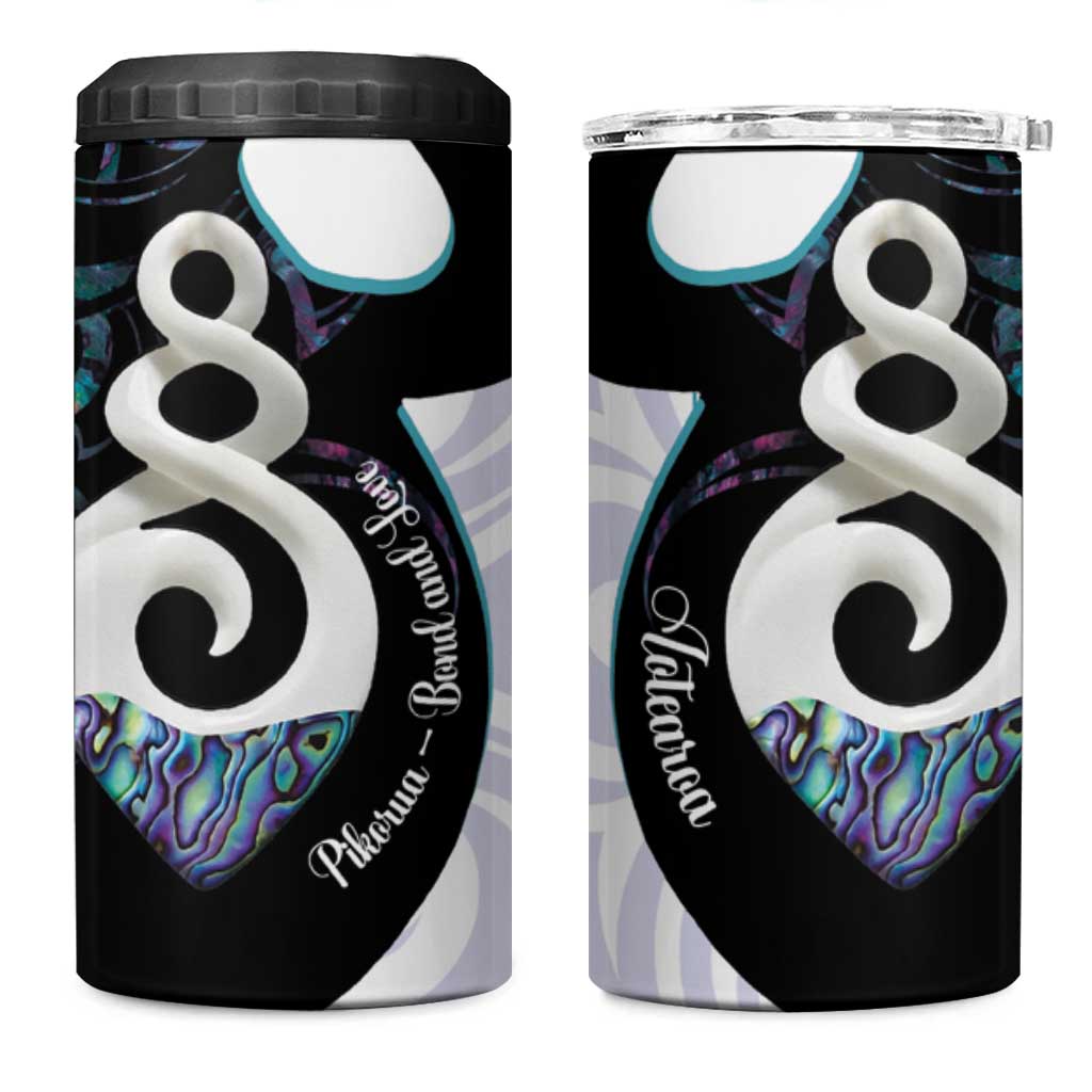 Aotearoa Pikorua 4 in 1 Can Cooler Tumbler NZ Twist - Bond And Love LT14 One Size: 16 oz White - Polynesian Pride