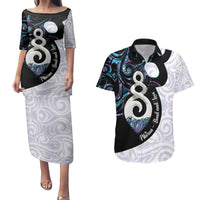 Aotearoa Pikorua Couples Matching Puletasi and Hawaiian Shirt NZ Twist - Bond And Love LT14 White - Polynesian Pride