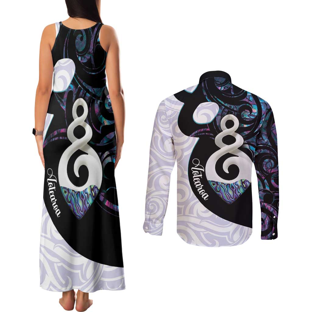 Aotearoa Pikorua Couples Matching Tank Maxi Dress and Long Sleeve Button Shirt NZ Twist - Bond And Love LT14 - Polynesian Pride