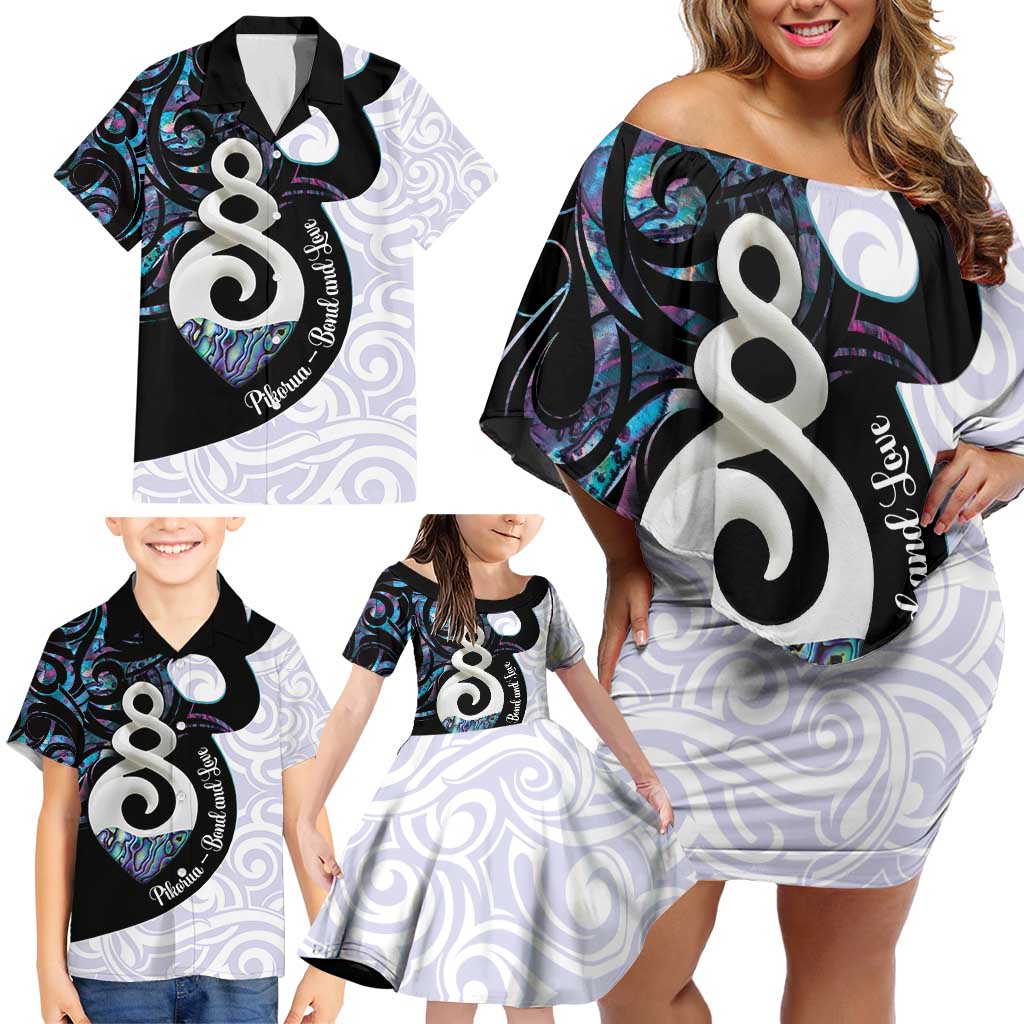 Aotearoa Pikorua Family Matching Off Shoulder Short Dress and Hawaiian Shirt NZ Twist - Bond And Love