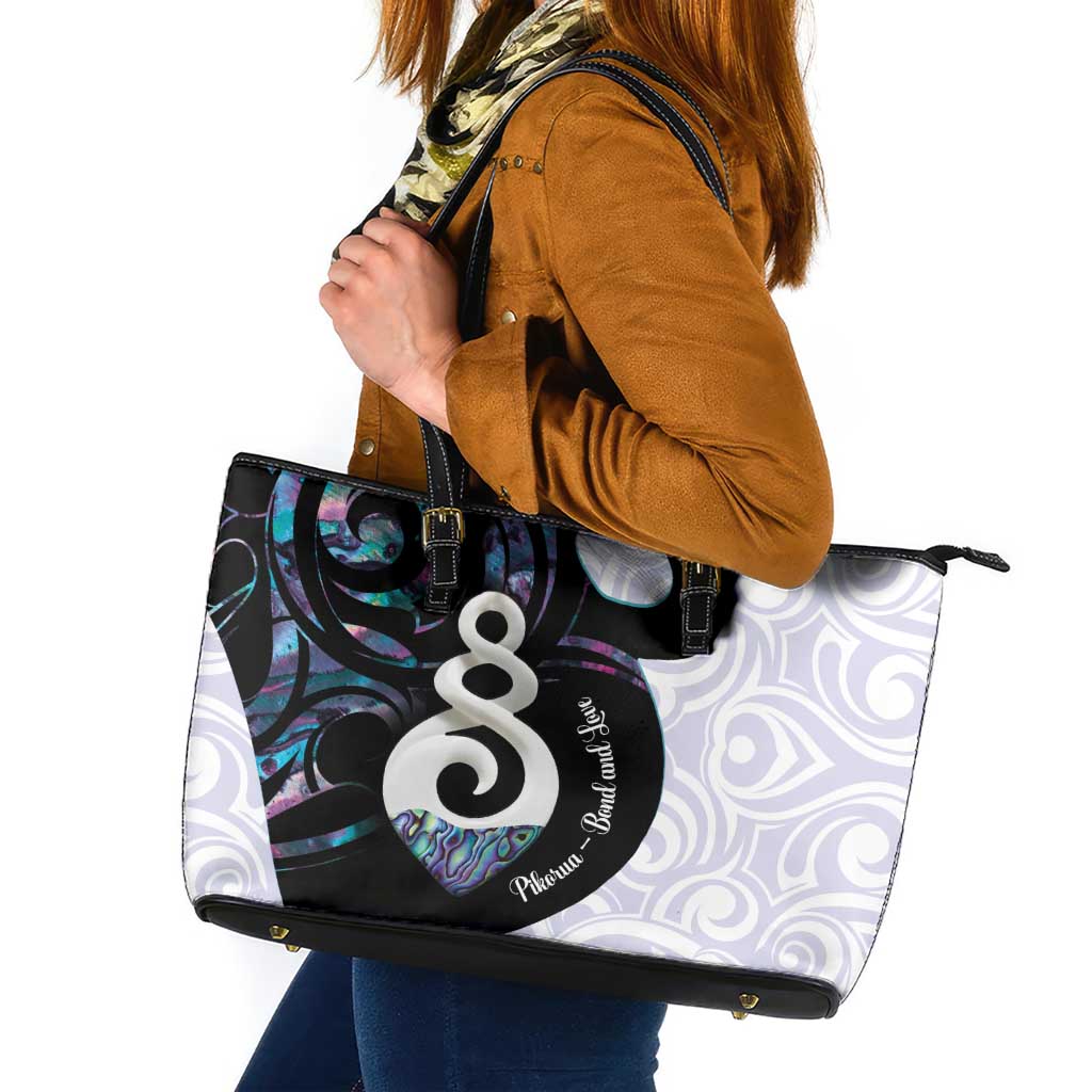 Aotearoa Pikorua Leather Tote Bag NZ Twist - Bond And Love LT14 White - Polynesian Pride