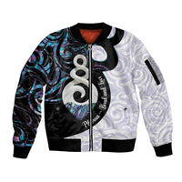 Aotearoa Pikorua Sleeve Zip Bomber Jacket NZ Twist - Bond And Love LT14 Unisex White - Polynesian Pride