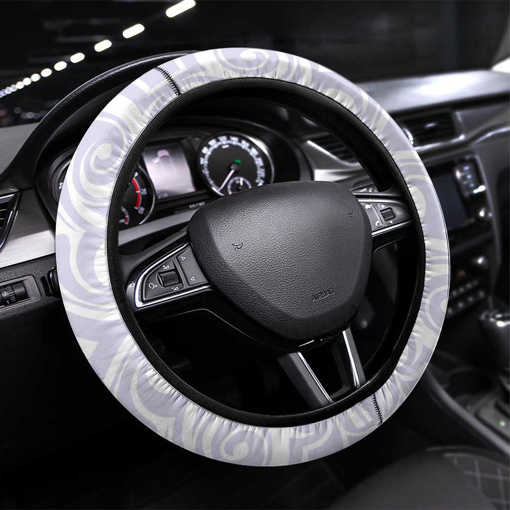 Aotearoa Pikorua Steering Wheel Cover NZ Twist - Bond And Love LT14 Universal Fit White - Polynesian Pride
