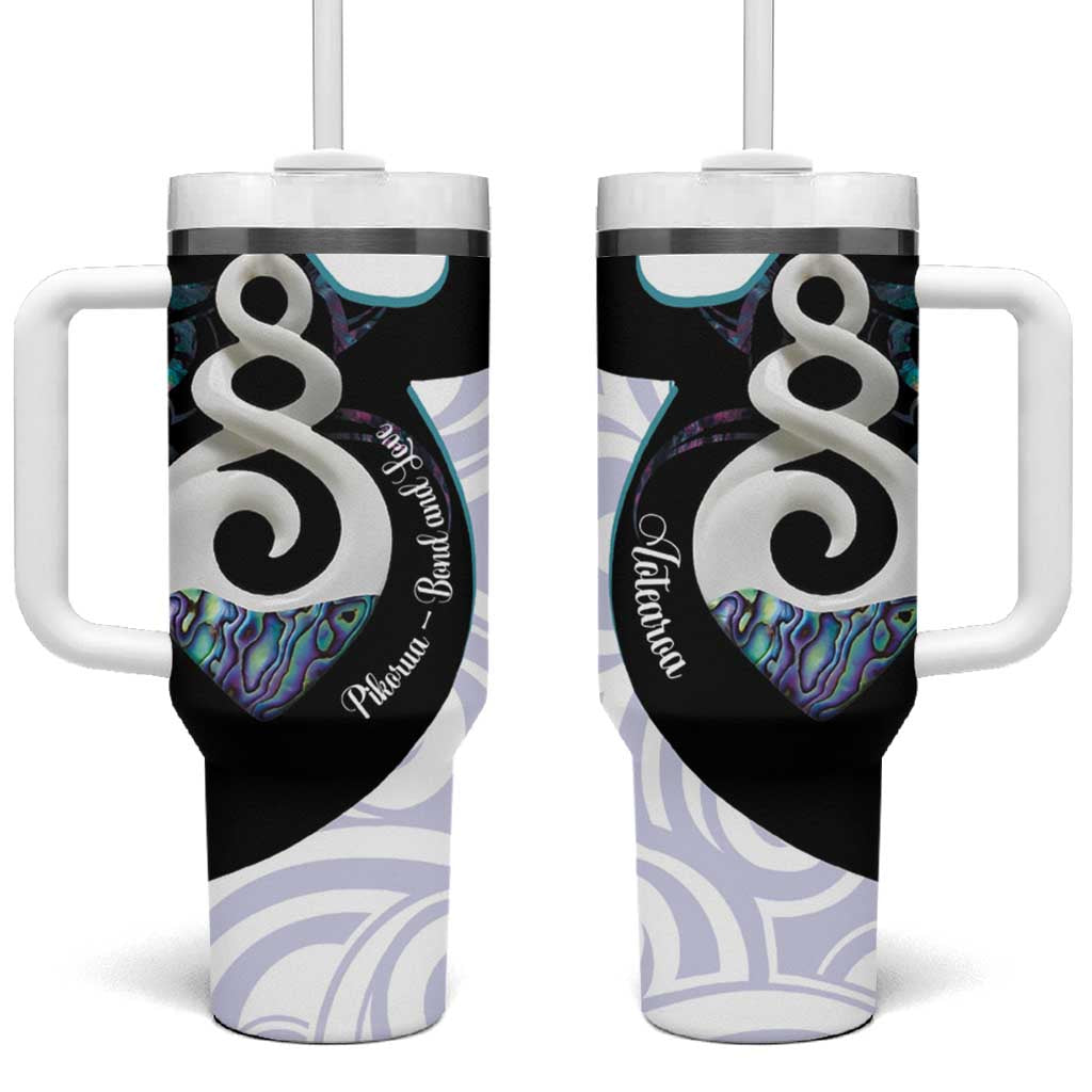 Aotearoa Pikorua Tumbler With Handle NZ Twist - Bond And Love LT14 One Size: 40 oz White - Polynesian Pride