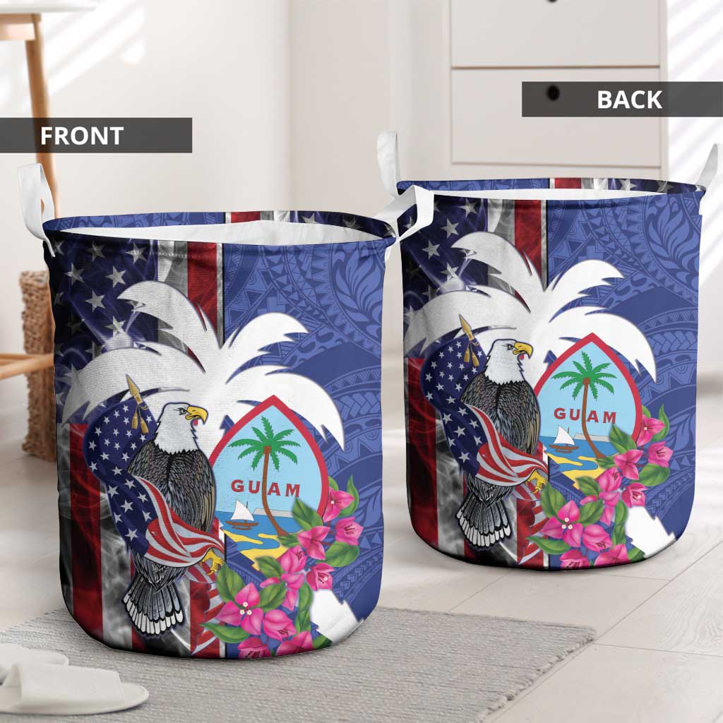 United States Guam Laundry Basket USA Eagle Guahan Seal Bougainvillea LT14 - Polynesian Pride