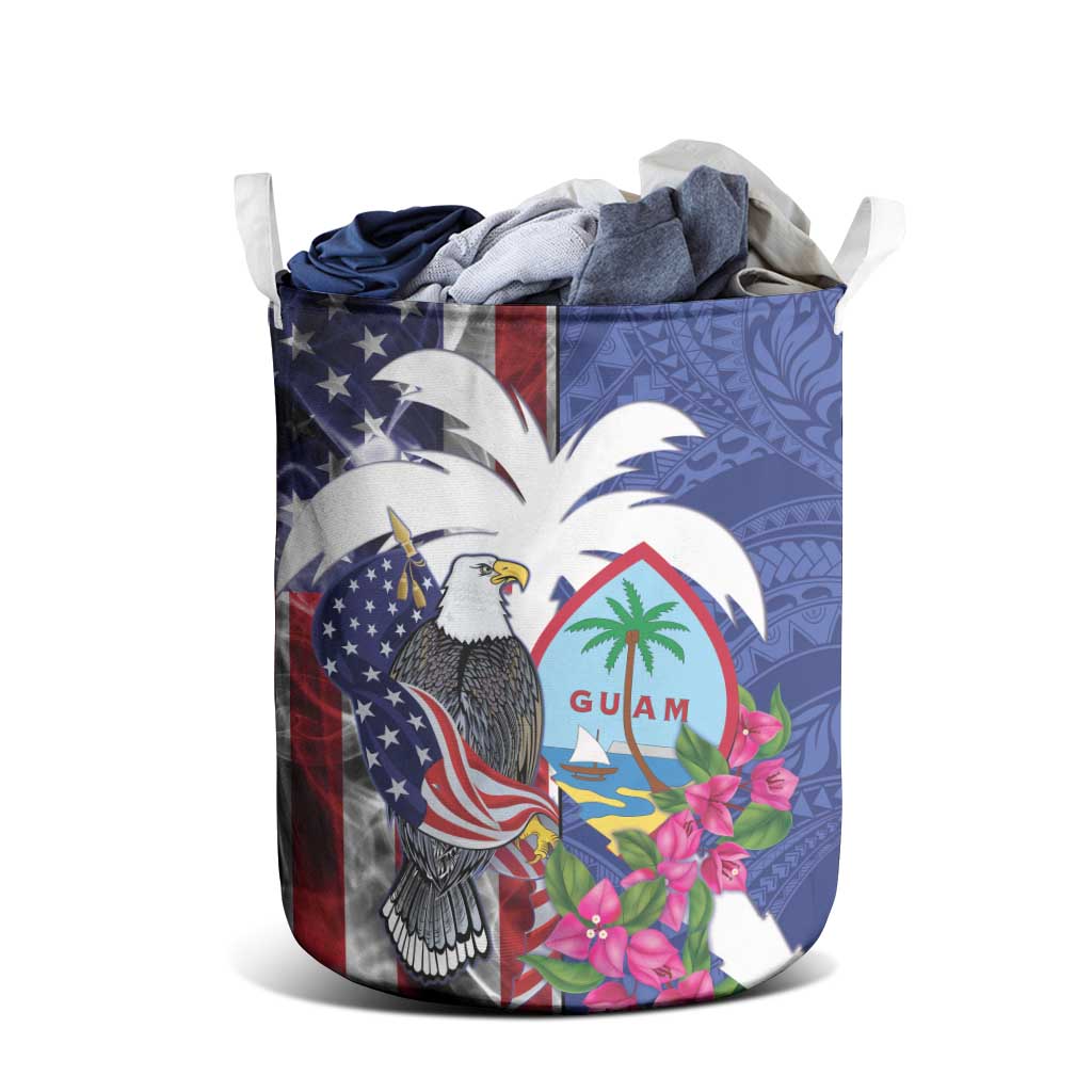 United States Guam Laundry Basket USA Eagle Guahan Seal Bougainvillea LT14 - Polynesian Pride