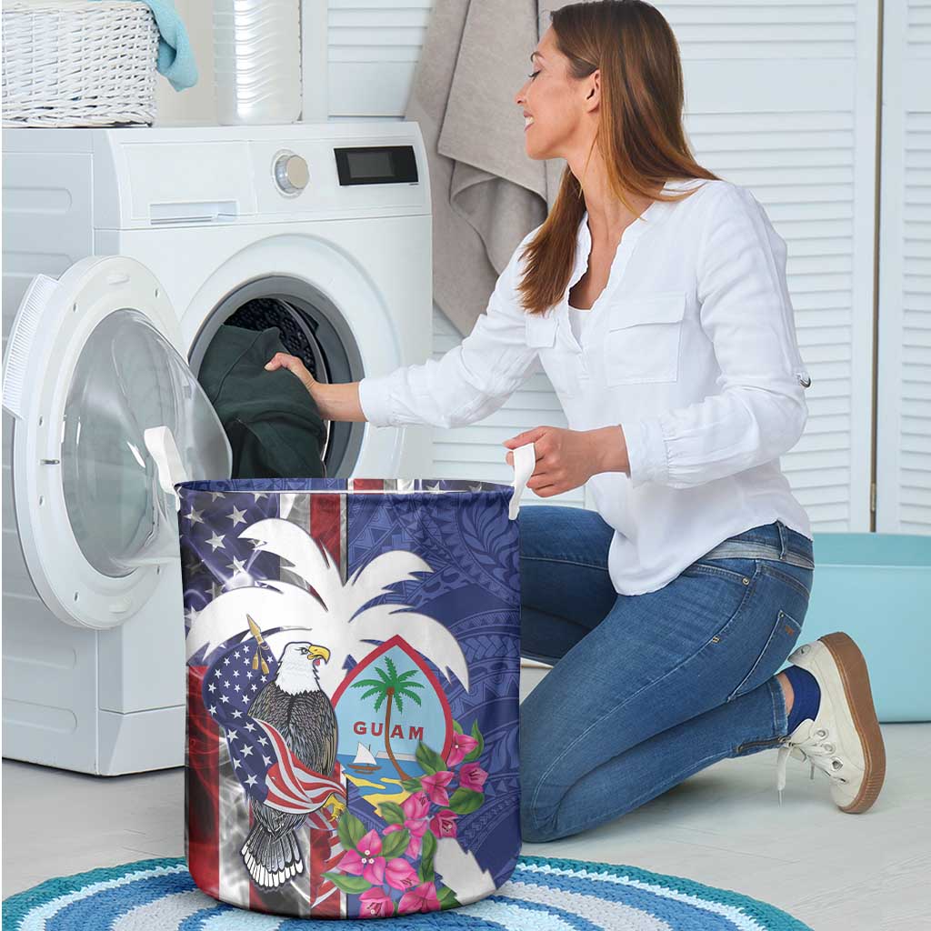 United States Guam Laundry Basket USA Eagle Guahan Seal Bougainvillea LT14 - Polynesian Pride