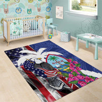 United States Guam Area Rug USA Eagle Guahan Seal Bougainvillea - Polynesian Pride