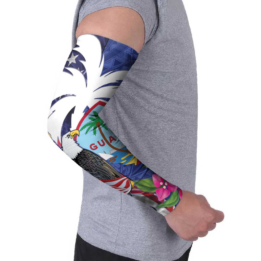 United States Guam Arm Sleeves USA Eagle Guahan Seal Bougainvillea LT14 - Polynesian Pride