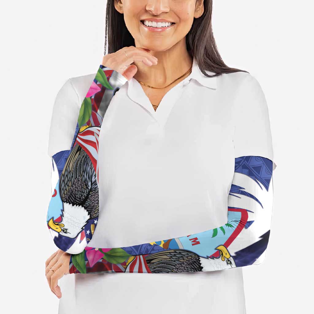 United States Guam Arm Sleeves USA Eagle Guahan Seal Bougainvillea LT14 - Polynesian Pride
