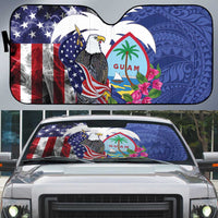United States Guam Auto Sun Shade USA Eagle Guahan Seal Bougainvillea - Polynesian Pride