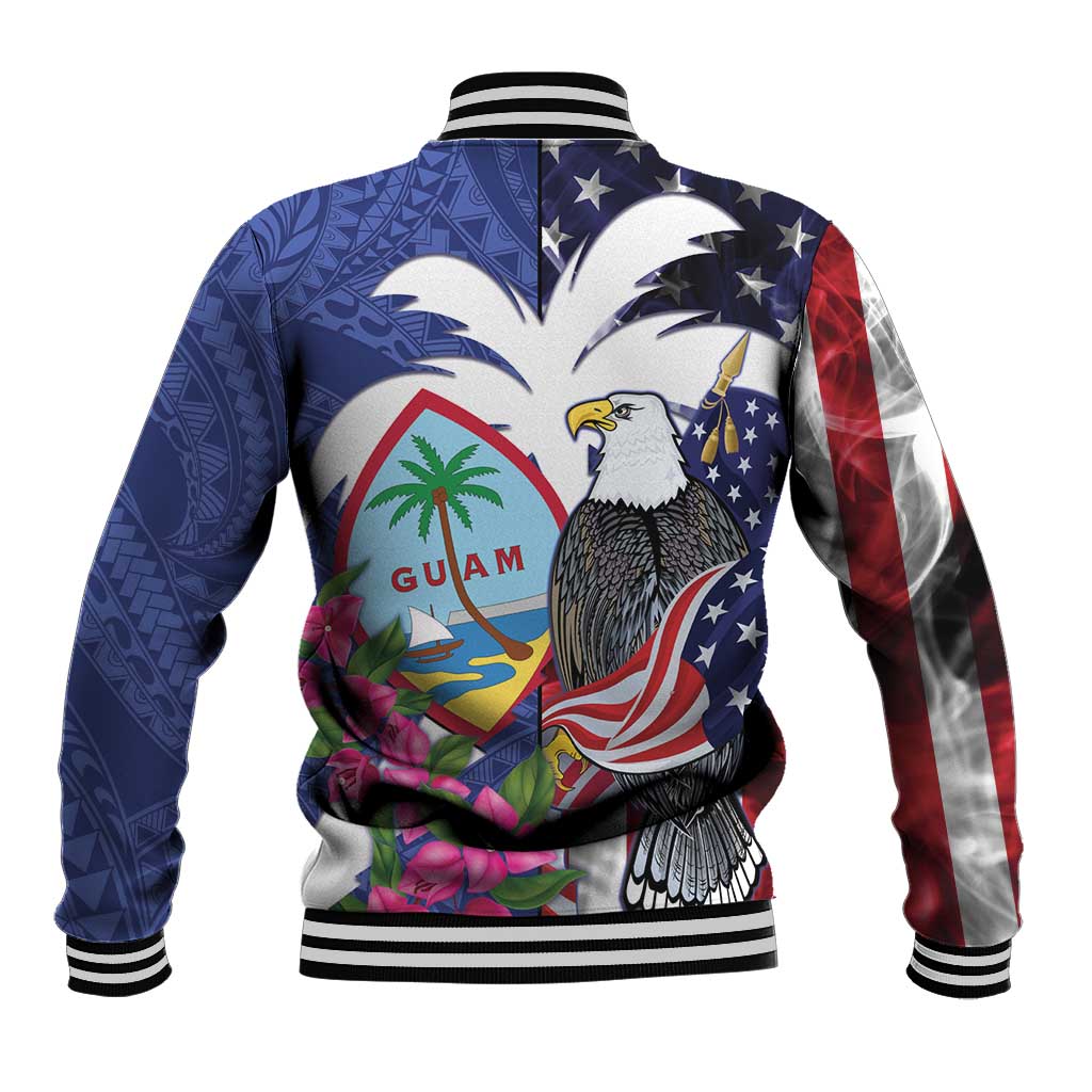 United States Guam Baseball Jacket USA Eagle Guahan Seal Bougainvillea - Polynesian Pride