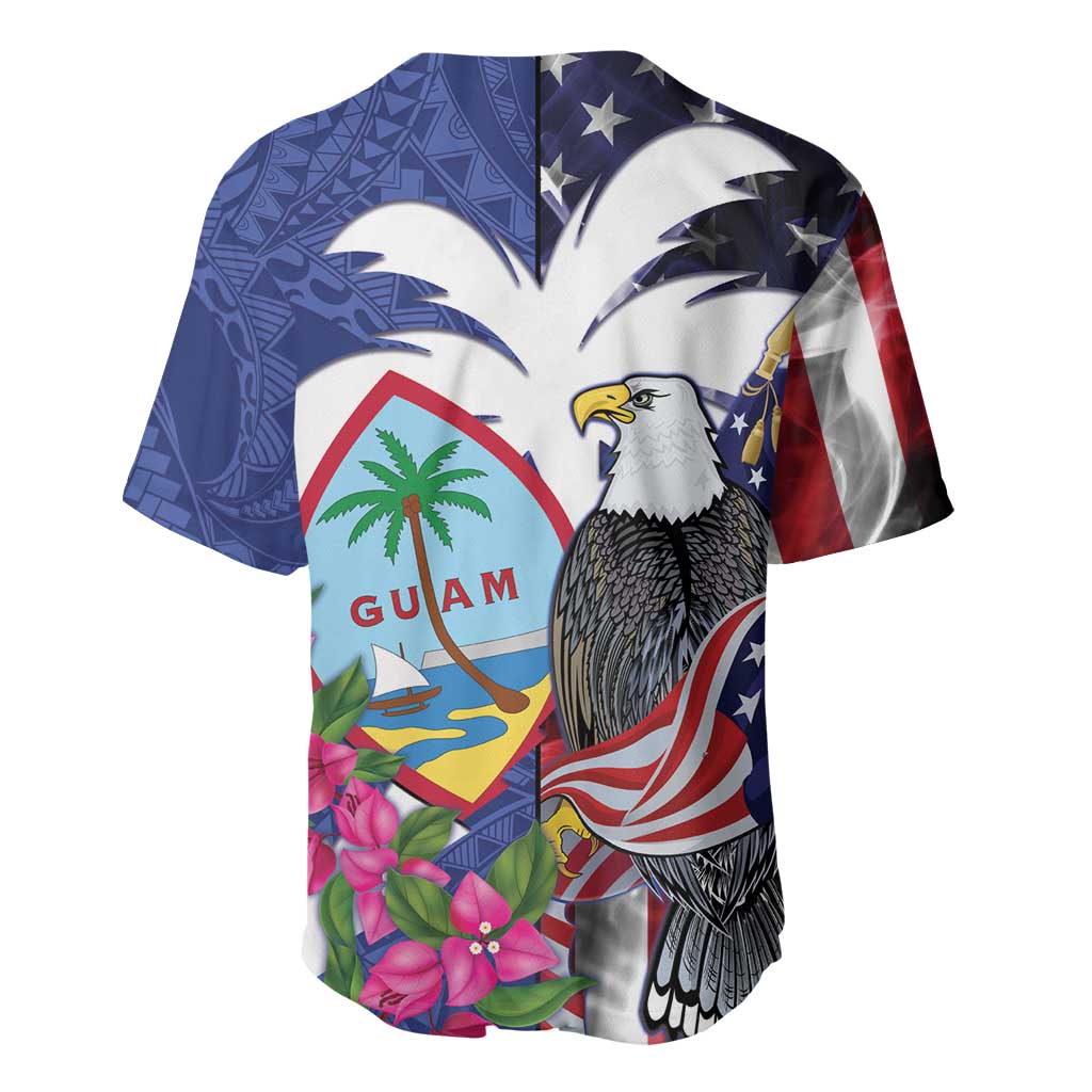 United States Guam Baseball Jersey USA Eagle Guahan Seal Bougainvillea - Polynesian Pride