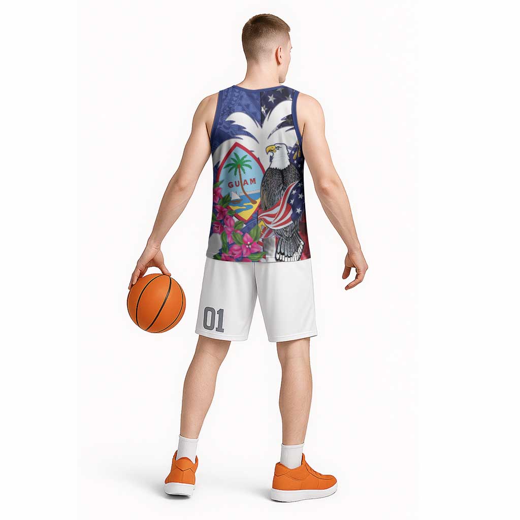 United States Guam Basketball Jersey USA Eagle Guahan Seal Bougainvillea LT14 - Polynesian Pride