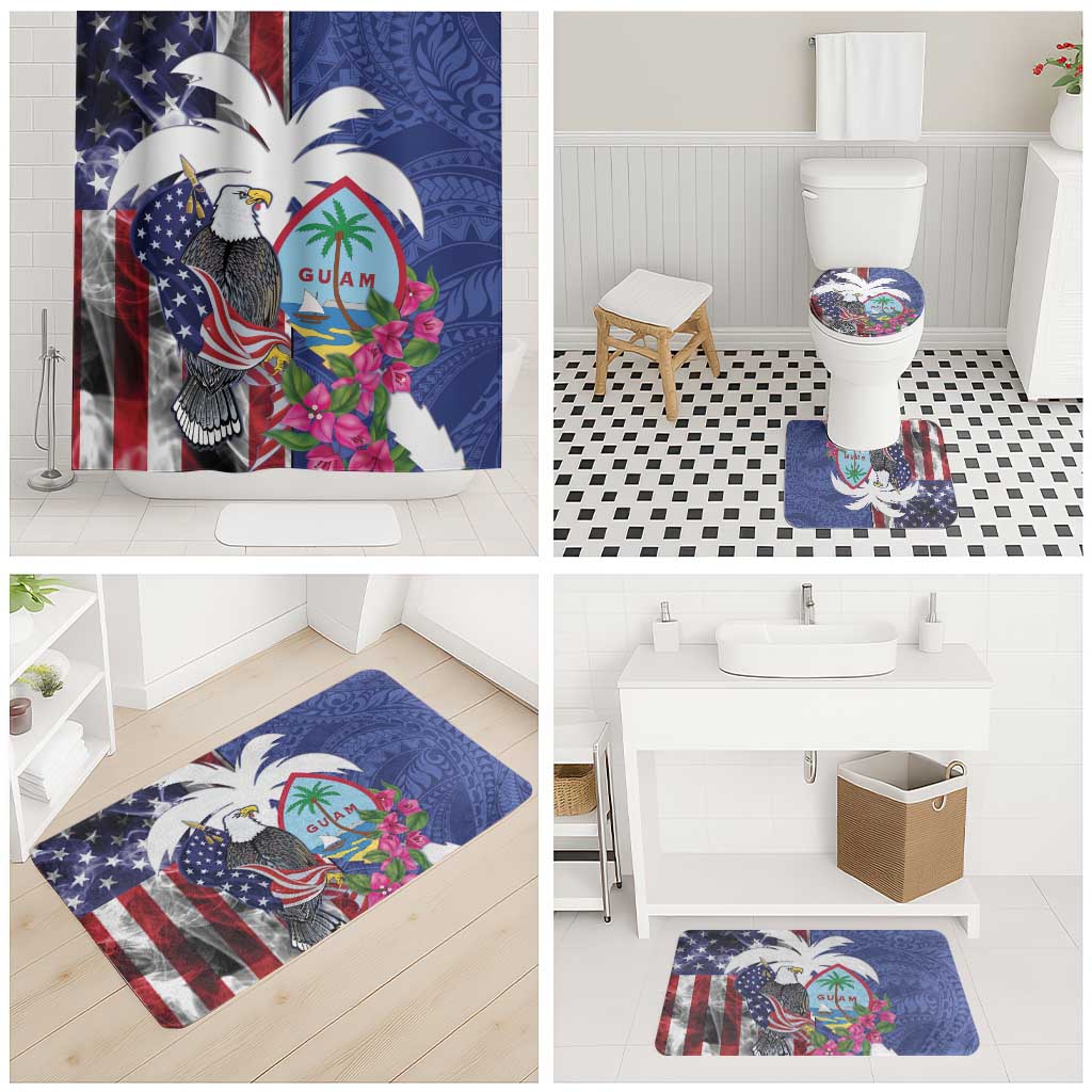 United States Guam Bathroom Set USA Eagle Guahan Seal Bougainvillea - Polynesian Pride