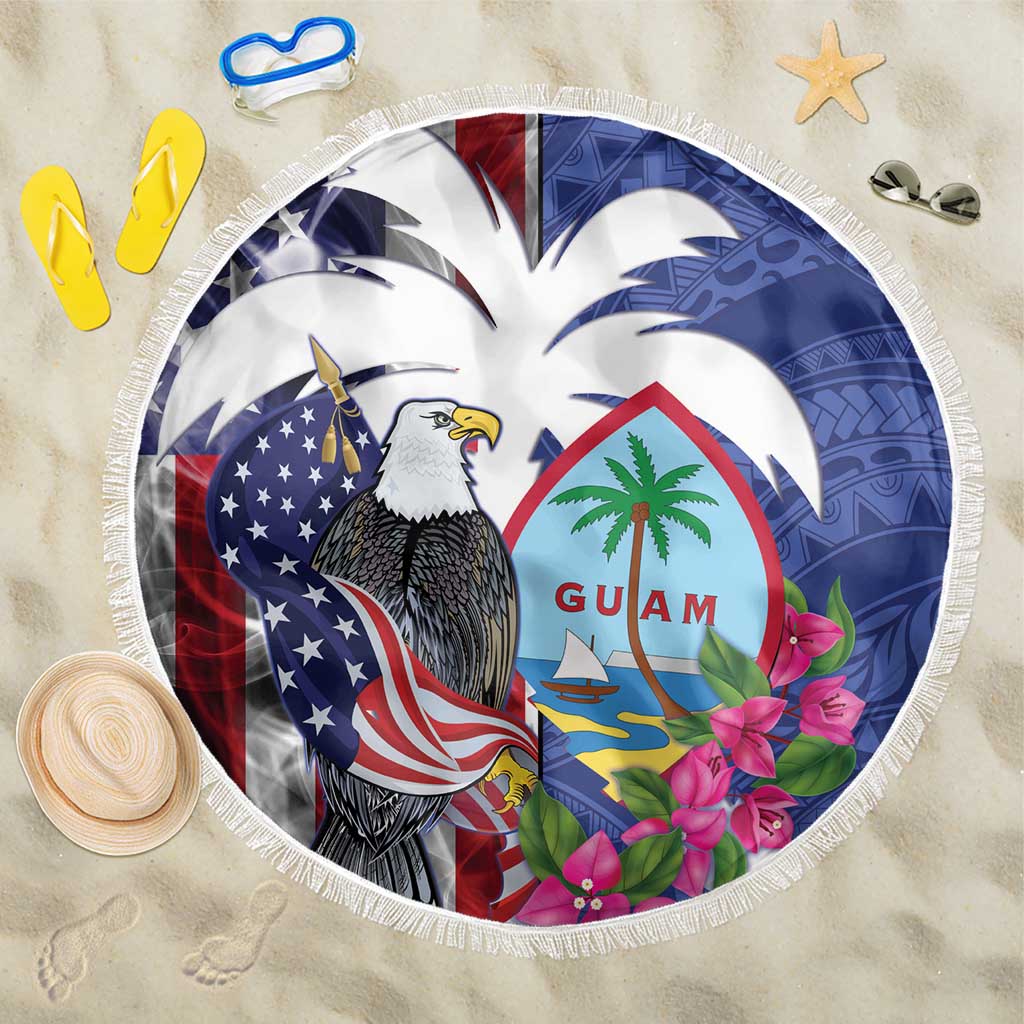 United States Guam Beach Blanket USA Eagle Guahan Seal Bougainvillea - Polynesian Pride