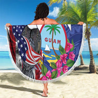 United States Guam Beach Blanket USA Eagle Guahan Seal Bougainvillea - Polynesian Pride
