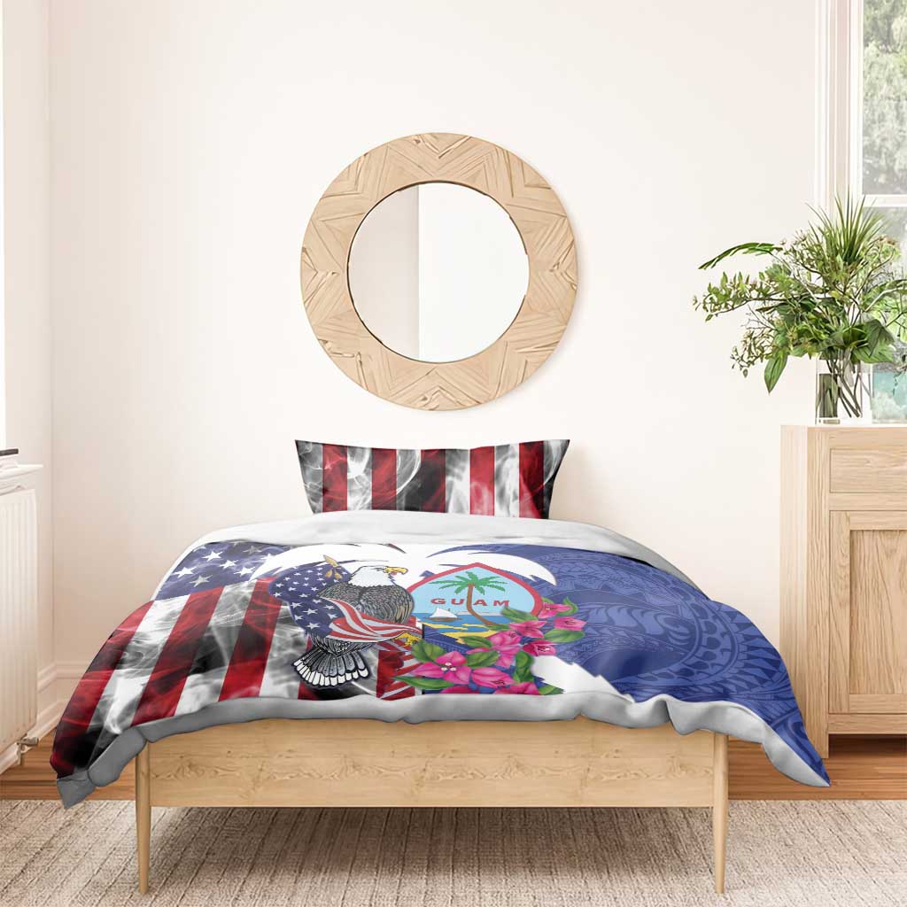 United States Guam Bedding Set USA Eagle Guahan Seal Bougainvillea - Polynesian Pride