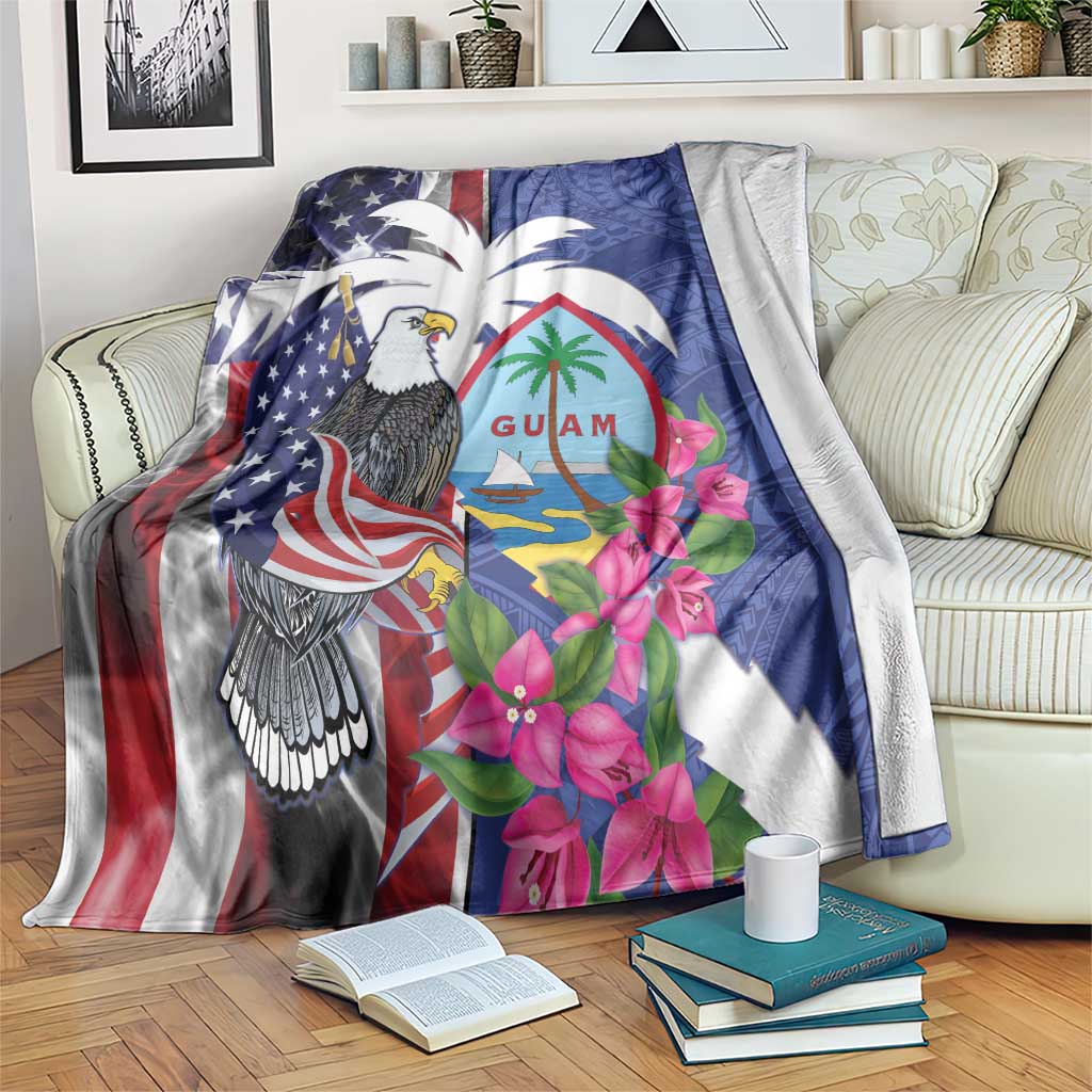 United States Guam Blanket USA Eagle Guahan Seal Bougainvillea - Polynesian Pride