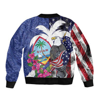 United States Guam Bomber Jacket USA Eagle Guahan Seal Bougainvillea - Polynesian Pride