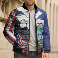 United States Guam Bomber Puffer Jacket USA Eagle Guahan Seal Bougainvillea - Polynesian Pride