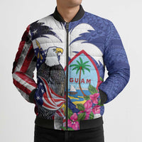 United States Guam Bomber Puffer Jacket USA Eagle Guahan Seal Bougainvillea - Polynesian Pride